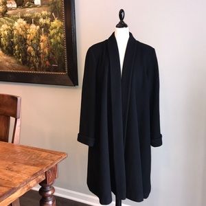 Christian Dior Black Wool Open Swing Coat Sz 8